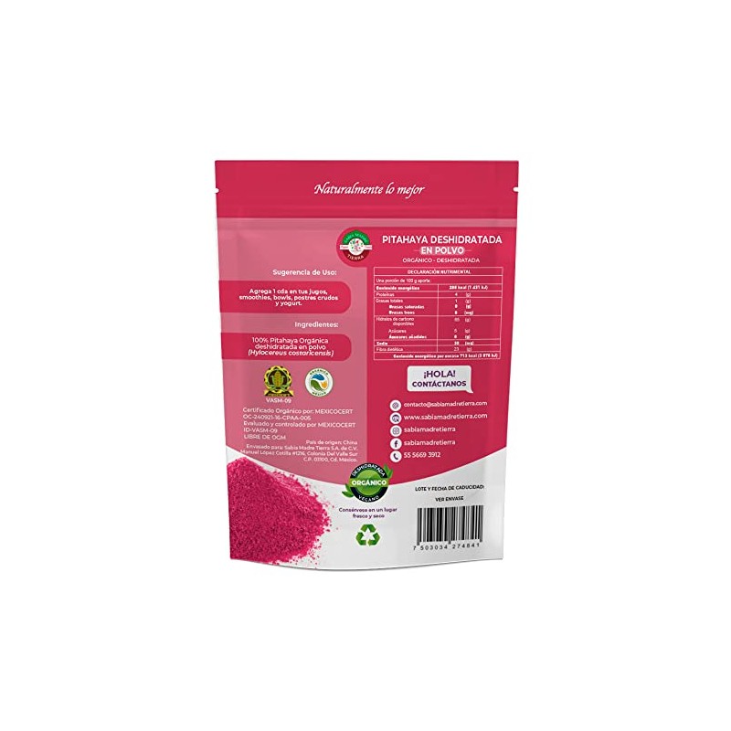 Sabia Madre Tierra Pitahaya Deshidratada Orgánica 250g
