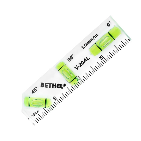 BETHEL Mini Bubble Level - 3-in-1 Multi-Angle (45°/90°/180°) Cross-Check Pocket