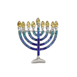 Hanukkah Menorah Brooch for Women Happy Hanukkah Brooch Pin Jewelry Creative Candlestick Lapel Pin Brooch Decoration Gift for Holiday-Style A