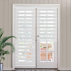 SEEYE Cordless Zebra Blinds for Window, French Door Blinds Free-Stop Roller Window Shades with Valance 30" W x 72" H, 95% Blackout Window Treatment Sheer Blinds & Shades Easy to Install, White
