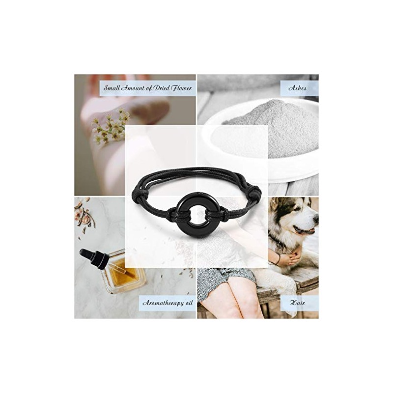 Sunligoo Urn Bracelet Leather Bracelet with Stainless Steel Memorial Ash