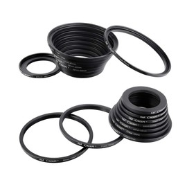 K&F Concept Step Up Rings 9 Types and Step Down Rings Set Step Up Rings 37-49mm + 49-52mm + 52-55mm + 55-58mm + 58-62mm + 62-67mm + 67-72mm + 72-77mm + 77-82mm / Step Down Ring 49-37 mm + 52-49mm +