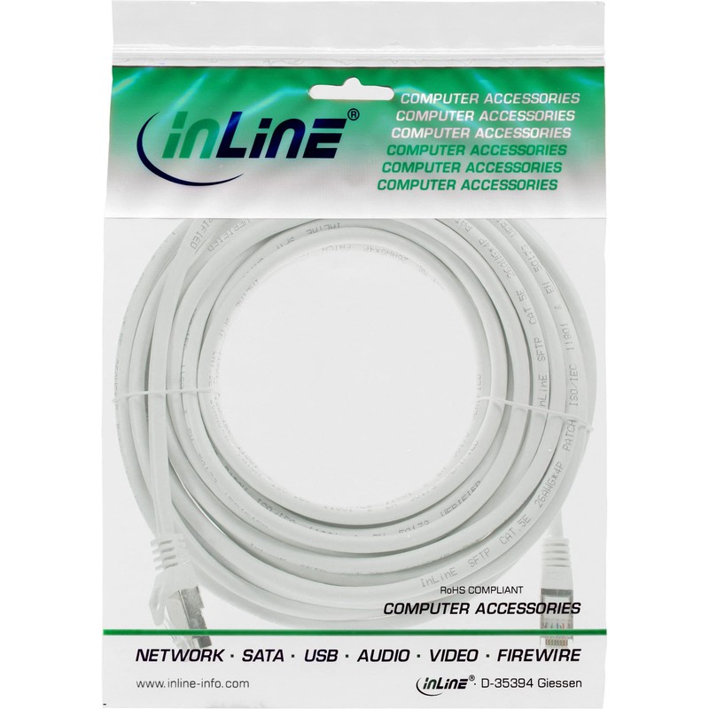 InLine® Patch cord, InLine®, S-FTP, Cat. 5e, white, 5m