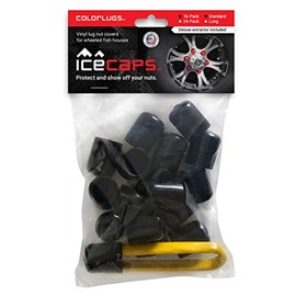 ColorLugs IceCaps Vinyl Lug Nut Covers for Wheeled Fish Houses and Mobile Ice Huts with Deluxe Extractor | Fit 19 mm Wide x 1Â½ Inch Deep | Made in The USA (Black, 19 mm x 1 inch, 16 Pack)