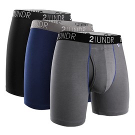 2UNDR Swing Shift Boxer Brief 3 Pack (Black/Grey/Navy, X-Large)