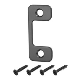 sourcing map 2 Set Door Strike Plate, 57mm x 25.5mm Stainless Steel Latch Deadbolt Replacement Lock Strike Plate for Door Frame Door Jamb Reinforcement, Black