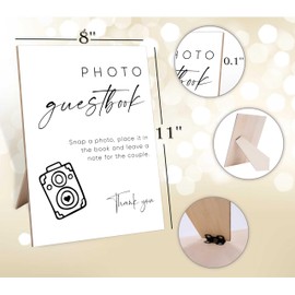 Photo Guest Book Sign, Guest Book Wedding Reception Alternative, 8X11 Elegant Minimalist Style Wooden Sign, Wedding Decor, Bridal Shower Decorations, for Engagement Party and Event Party,Y12