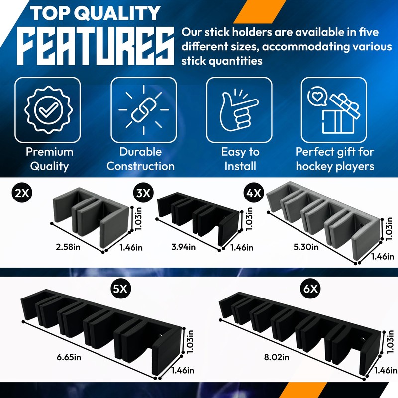 Bold Print Labs Wall Mount Hockey Stick Holder | Ice