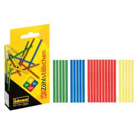 Idena 20101 Wooden Counting Sticks, Pack of 25, Assorted Colours, 75 mm
