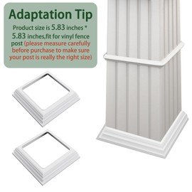 4 Pack 4x4 Vinyl Fence Post Skirt, Split Style Post Sleeve PVC Base Cover Repair Trim Ring, Snap-Together Slide-on Install Skirt Railing, Moisture-Proof UV-Proof Porch Hand Stair Rail (4“ x 4" ONLY)