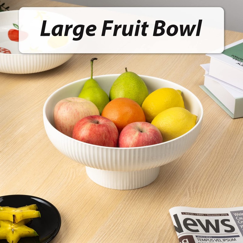 Magclay Ceramic Fruit Bowl with Draining Holes, 10" Large Fruit