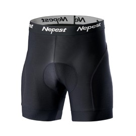 Nepest Men's Cycling Underwear Shorts 4D Padding Breathable Lightweight Elastic Biker MTB Underpants with Padded Black/White,XXL