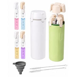 2 Pack 4 in 1 Travel Bottles for Toiletries, Leakproof Refillable Travel Dispenser Containers with Funnel & Cleaning Brush, Portable Travel Size Bottle Set for Shampoo Lotion Essentia