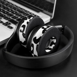 SoloWIT Cooling Gel Replacement Ear Pads Cushions for Beats Solo 2 & Solo 3 Wireless On-Ear Headphones, Earpads with High-Density Noise Isolation Foam, Added Thickness - Snow Leopard