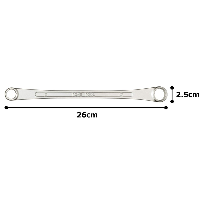 TONE HPM15-1417 Long Glasses Wrench (15°) Double Side Width 0.6