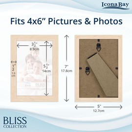 Icona Bay - 4x6 Light Oak Picture Frame - Modern Style Engineereed Wood Frame - Table Top or Wall Mount - Bliss Collection