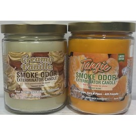 Smoke Odor Exterminator 13 oz Jar Candles Assortment Two Fragrances Bundle Creamy Vanilla & Tangie.
