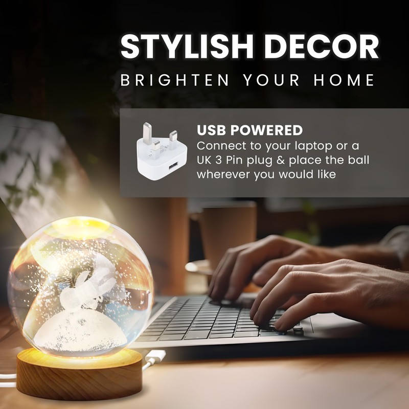CUQOO 6cm 3D Astronaut Crystal Ball Night Light - LED