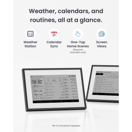 SwitchBot Smart E-Ink Home Dashboard, 7.5" Wireless Indoor/Outdoor Temperature and Humidity Monitor with Electronic Appointment Display, 2.4GHz WiFi and BLE, Compatible with Google/iCloud/Outlook