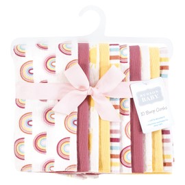 Hudson Baby Unisex Baby Cotton Flannel Burp Cloths 10-Pack, Sunshine and Rainbows, One Size