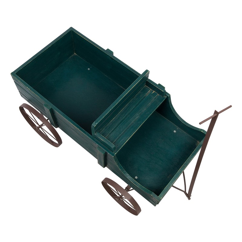 Shine Company Decorative Large Buckboard Wagon Garden Planter - Green