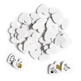 Y&K Homish Wooden Hearts Guest Book Blank Wood Sign Party DIY Pack of 70 PCS (White)