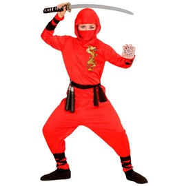 W WIDMANN MILANO Party Fashion - Children's Red Dragon Ninja Warrior Samurai Fancy Dress Costumes