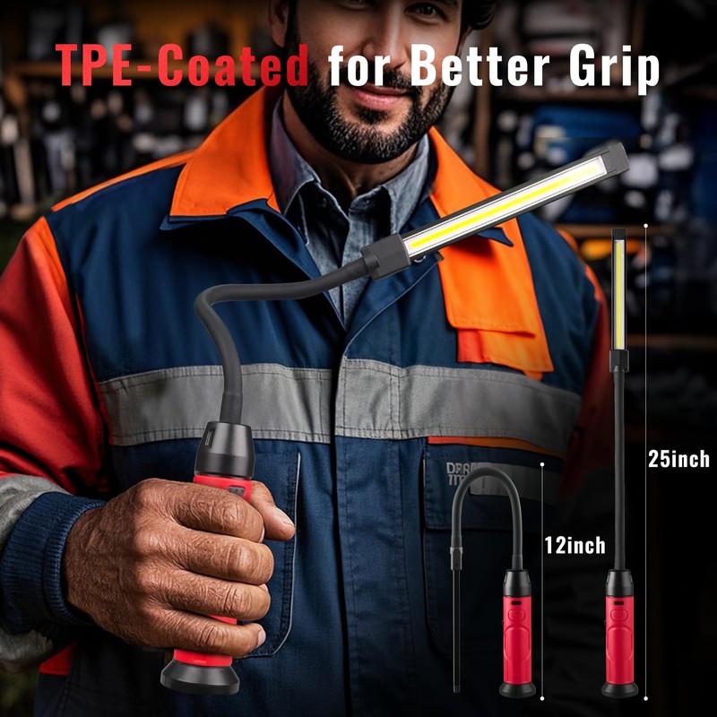 LED Work Light with Flexible Gooseneck for Tight Spaces, 800LM