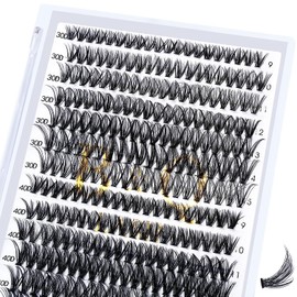 B&Q Individual Eyelash Clusters 280Pcs D Curl 30D 40D Lashes 9-16mm Mixed Length 0.07D Ultra Fine DIY Cluster Extensions Kit for Home Use