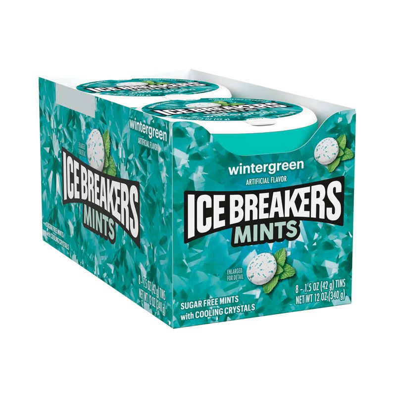 ICE BREAKERS Wintergreen Sugar Free Mints Tins, 1.5 oz (8