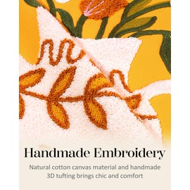 Miss Adola Embroidered Cushion Covers 45 x 45 - Spring Sofa Cushion Cover with Zipper for Couch Bedroom Aesthetic Soft Cotton Decorative Throw Pillow Cases, Floral Vase