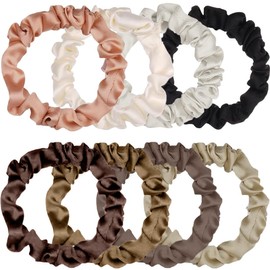Pack of 8 Hair Bobbles, Premium Satin Hair Bands, Elastic Bands, Soft Elastic Silk Ponytail Holder, Colourful Elastic Hair Bands for Women and Girls