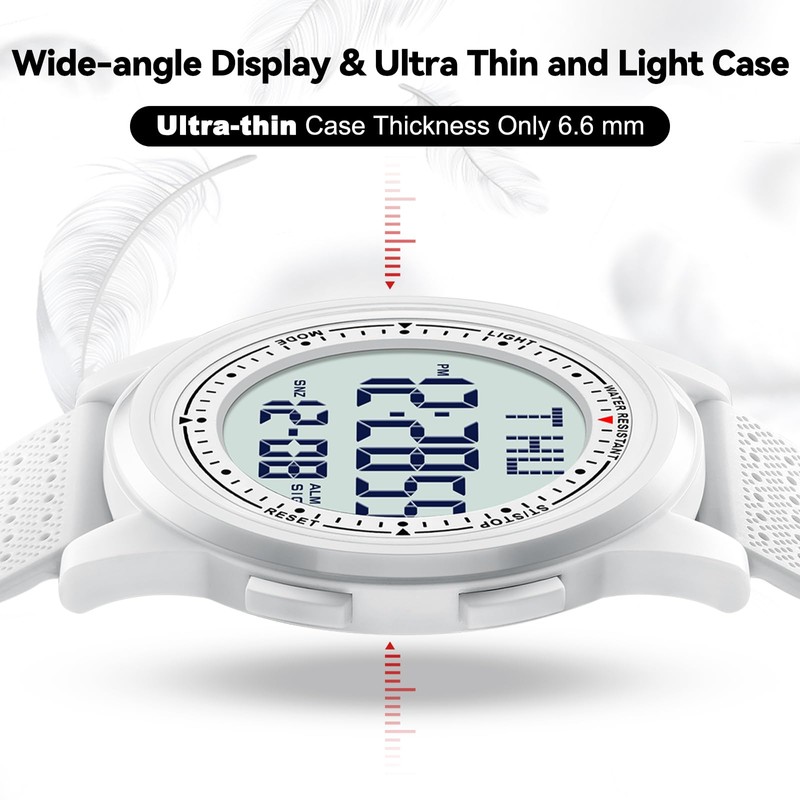 Bomieux Watches for Men, Ultra-Thin Digital Watch Men with Stopwatch