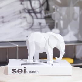 Cynkeyee White Elephant Decor Origami Statue - Modern Elefantes para Decoracion Casa, Resin Elephant Gift Elephant Figurines Decorations for Living Room