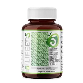 LIFEED Enzimas Digestivas + Probióticos | Contiene Fibra Natural, Lactobacillus Acidophilus, Inulina de Agave | Bromelina, Papaína, Vitamina C, Zinc, Prebióticos | 60 Cápsulas