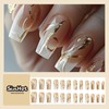 SINHOT Square Press on Nails Medium - White Gradient Fake