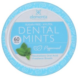 Elementa Silver Menta natural sin azúcar Elementa para el cuidado bucal, menta, 60 unidades, no OMG + vegano, neutraliza el ácido oral, calma la boca seca