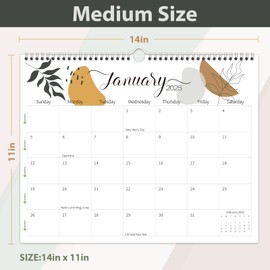Guasslee Wall Calendar 2025, 2025 Calendar Wall, 18-Month Planner Wall, 2025 Jan - 2026 Jun, 14" X 11.5" Monthly Calendar Spiral Bound with Thick Paper, Week Numbers for School Year Home Office