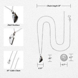 FashionJunkie4Life Shell Necklace, Sterling Silver Oxidized Pendant Necklace with Nautical Inspired Seashell, 18” Cable Chain with Beach Conch Shell Charm