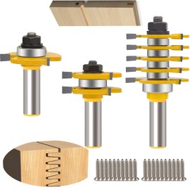 TAIWAIN Router Bits Sets 1/2 Inch Shank, 3 PCS Door&Drawer Front Edging Router Bit Set, Professional Woodworking Miter Frame Crown Molding Wood Milling Cutter Tool(T-Shape)