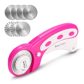 45mm Rotary Cutter with 7pcs Extra Blades, AGPtEK Rotary Cutters with Safety Lock, Fits Fiskars, Olfa, Truecut, Martelli & More, Perfect for Quilting Scrapbooking Sewing Arts Crafts (Pink)