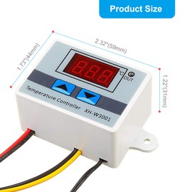RUIZHI XH-W3001 Digital LCD Display Temperature Controller, DC 24V/240W Thermostat Switch with Waterproof Probe Microcomputer Thermostat