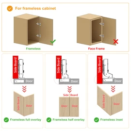 Chibery 2 PCS Full Overlay Soft Close Hinges, Clip ON Plate for Easy Installation, 105 Degree, Silent Hydraulic, Frameless European Concealed Hinges for Kitchen Cabinet Door, Wardrobes, and Bookcases