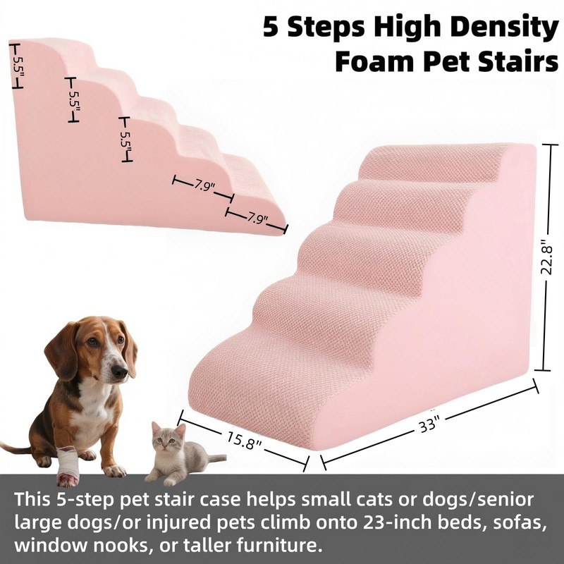 5 Step Pet Stairs Ramp for High Beds Sofas 23-30