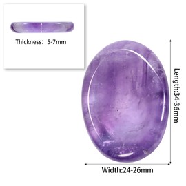 KYEYGWO Amethyst Reiki Healing Crystal Worry Stone for Worry Stone Decompression, Oval Thumb Stone Pocket Palm Trees Pocket Stones Worry Stone Massage Stones for Meditation, Stress Relief, Yoga