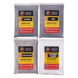 Refill Grit Kit w MJR Tumblers Premium Quality Extreme Polish 12,000 Grit Sub Micron Aluminum Oxide Polish for Unparalleled Result. For 25lb Rock Tumblers w Silicon Carbide, Disabled and Veteran Owned
