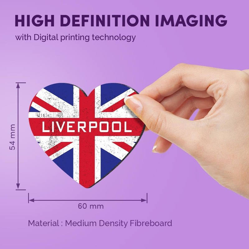 1x Heart MDF Magnet 6cm - Liverpool England Flag Circle