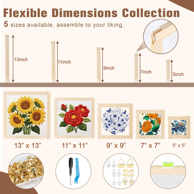 Stretcher Bars for Needlework,Needlepoint Stretcher Bars, 5 Sizes, 20pcs