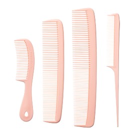 Mars Wellness 4 Piece Professional Comb Set Peach Pastel - USA MADE - Fine Pro Tail, Dresser Hair Comb Styling Comb - Premium Grade for Men and Women - Parting Teasing and Styling - Peach Pastel