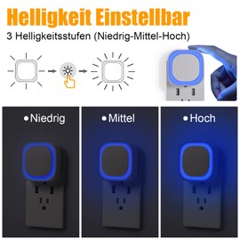 YUNLEX Night Lights, Set of 2, 3-Level Adjustable Night Lights with Twilight Sensor, Indirect Light, Automatic Socket Light for Baby, Nursery, Bedroom, Kitchen, Blue